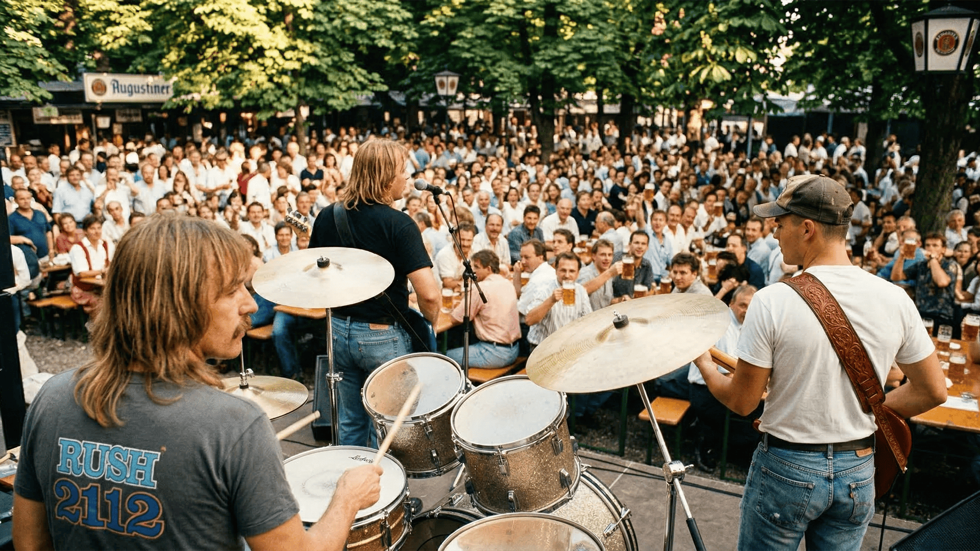 2112 Band, Ernst, Mike, and Brian, Sachsenhausen Biergarten, 1985