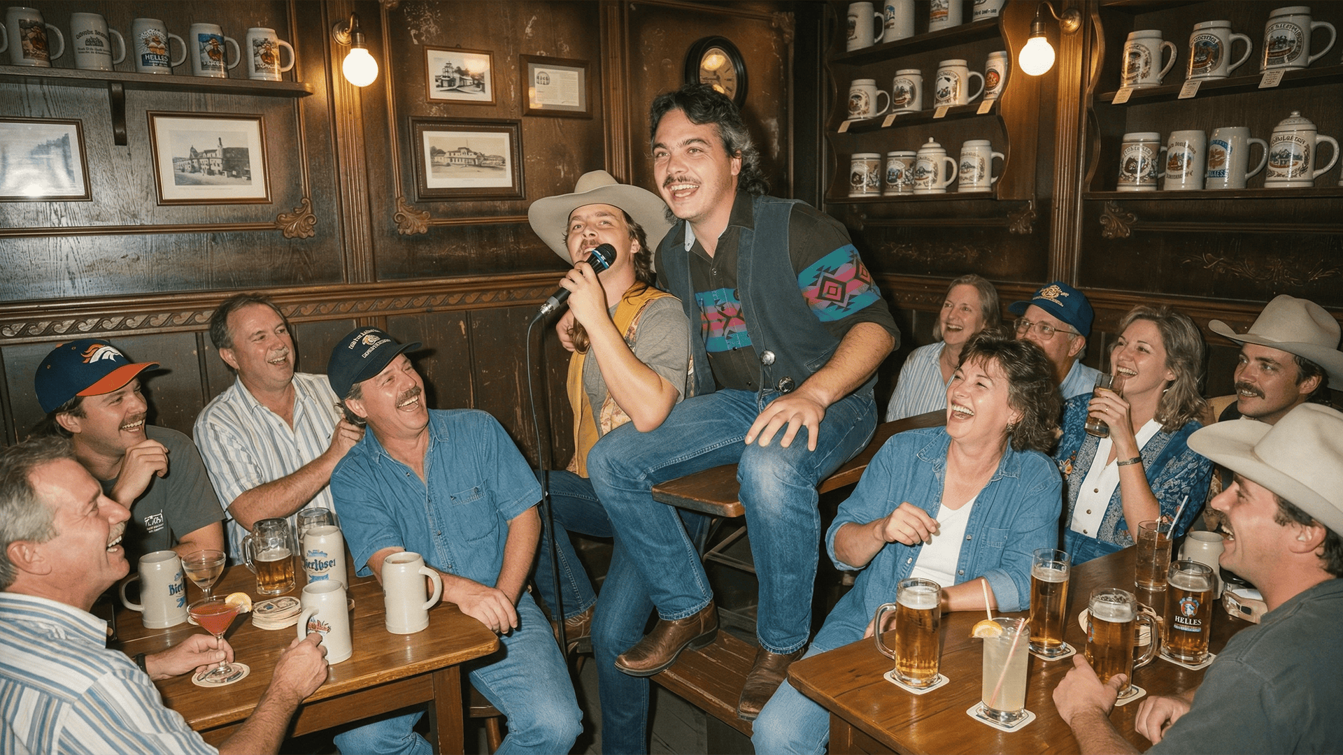 Andy and Brian yuckin' it up with the fans, Erfurt, Germany, 1998