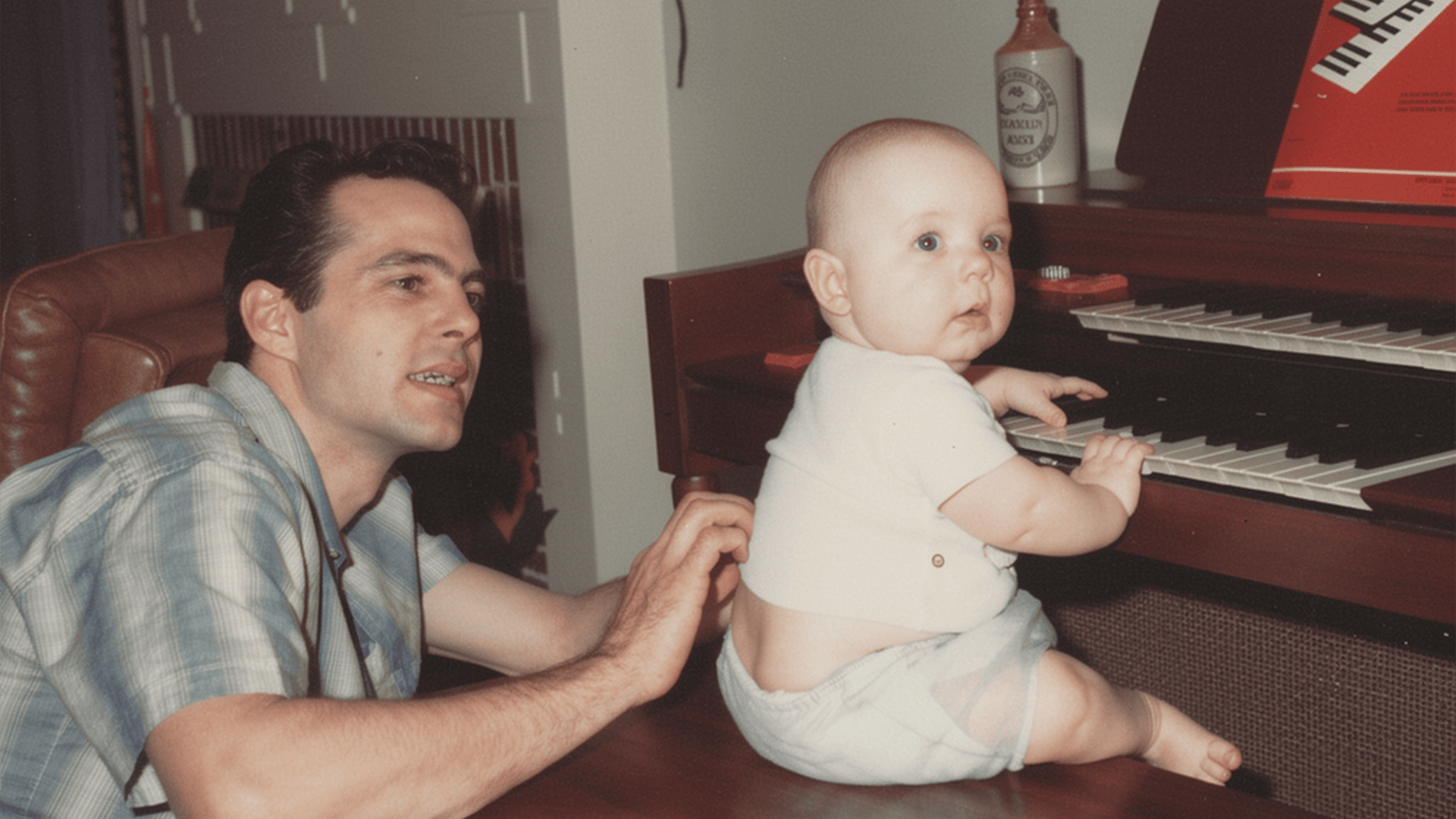 Brian Sr. and Brian Jr. Jamming at the Organ, Akron, NY, 1965