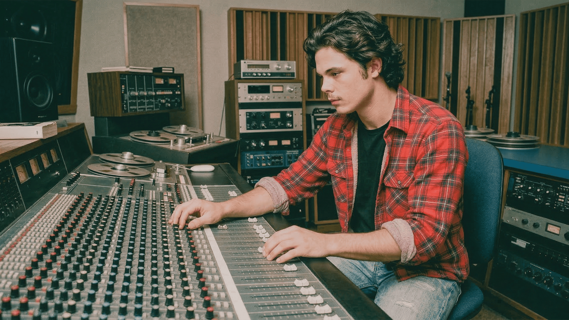 Brian working on the Postproduction of the Teacher's Soundtrack, Nashville, Tennessee, 1983