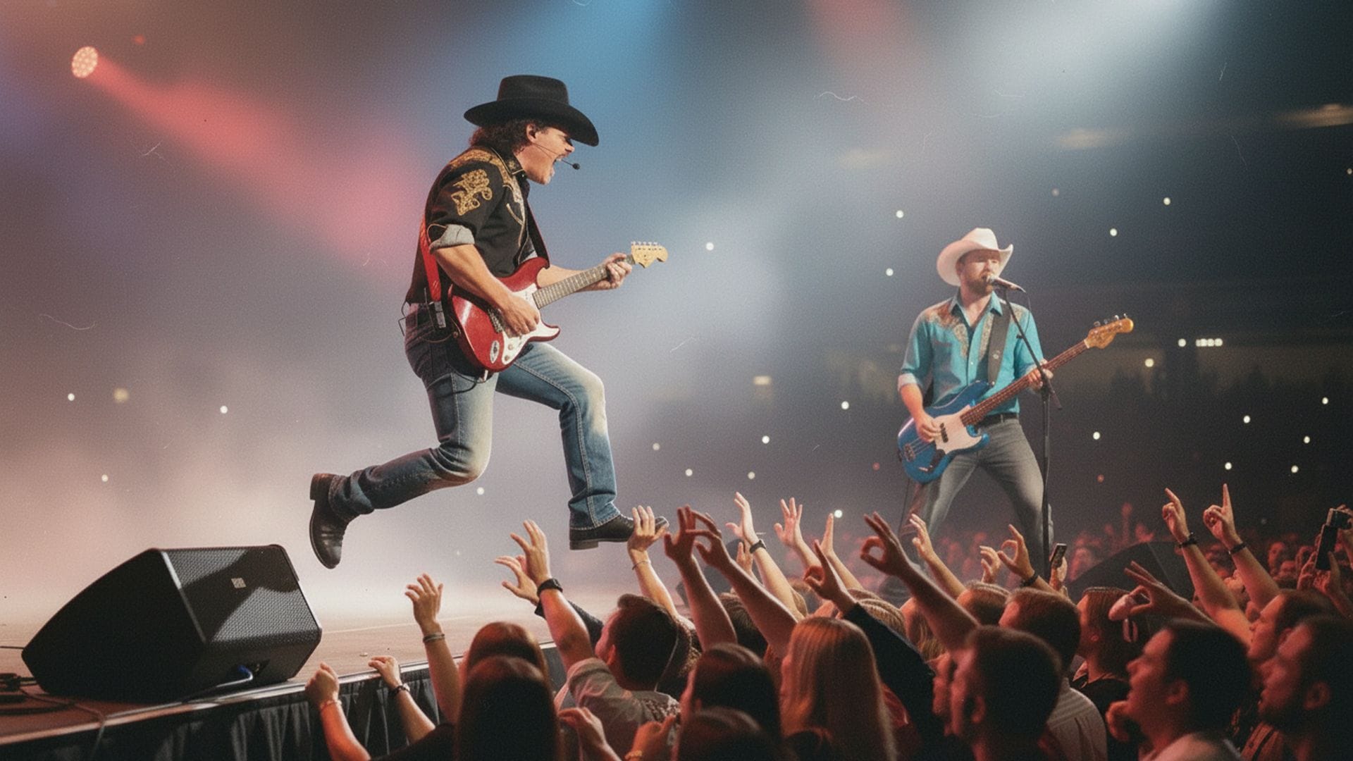 Brian and Randy performing on the USO tour in Rammstein, Germany in 1995